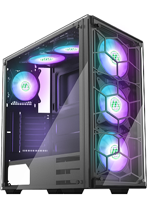 MUSETEX Phantom Black ATX Mid-Tower Desktop Computer Gaming Case